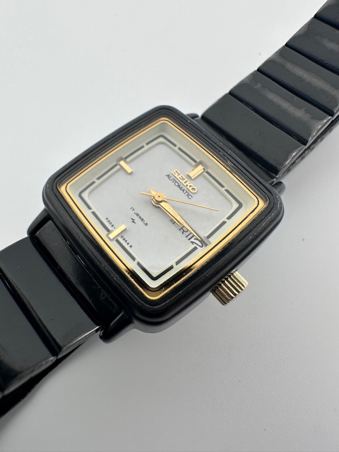 Rare Vintage Seiko Womens Automatic Watch 23mm Black 4206 Running 1980s