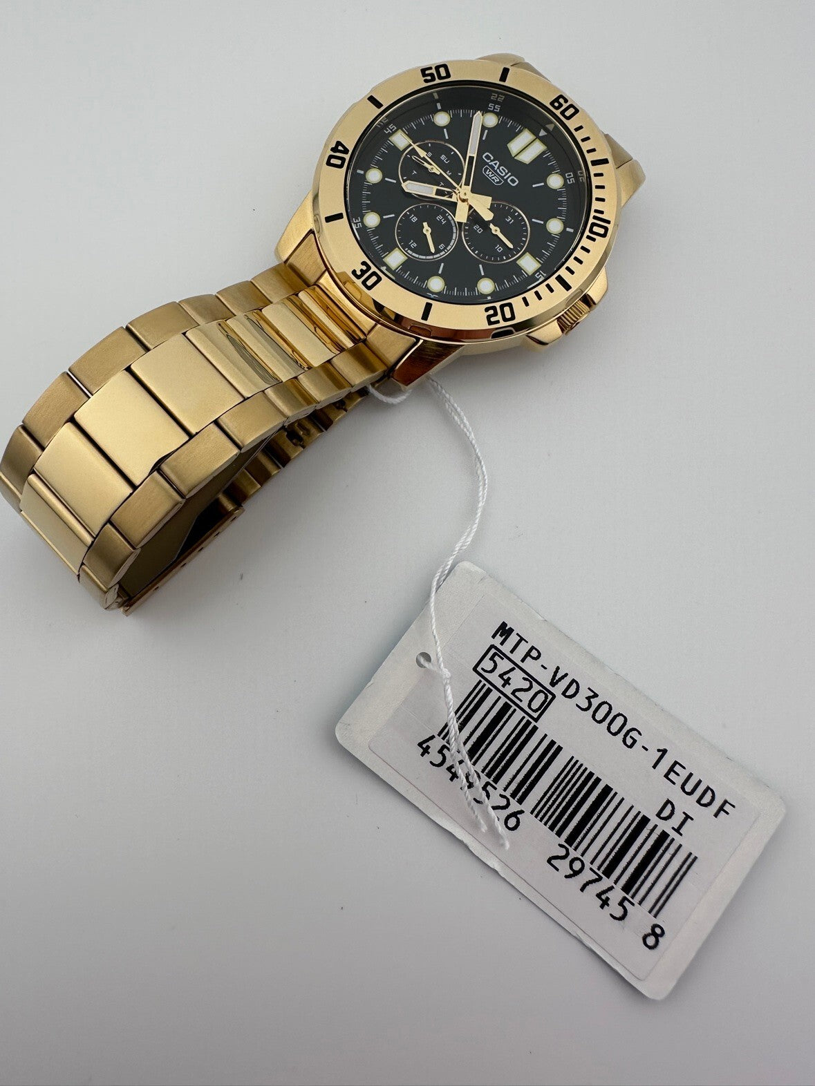 Casio Men's Gold Tone Quartz Watch Black Dial Day Date MTP-VD300G