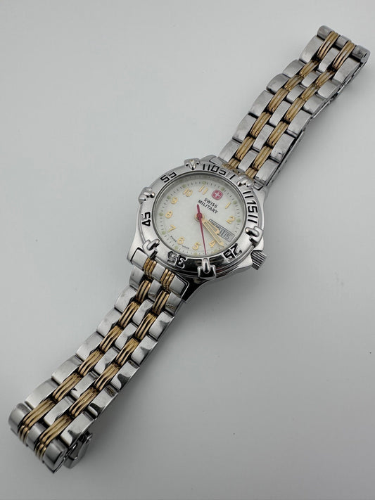 Swiss Military Womens Quartz Watch 29mm Two Tone Day Date New Battery 2000s