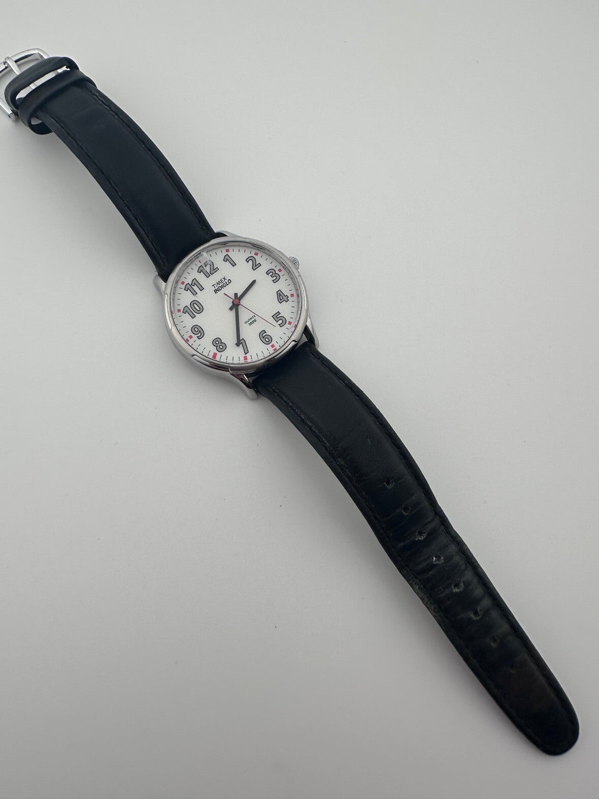 Timex Indiglo Mens Quartz Watch 34mm White Dial Running New Battery 1990s