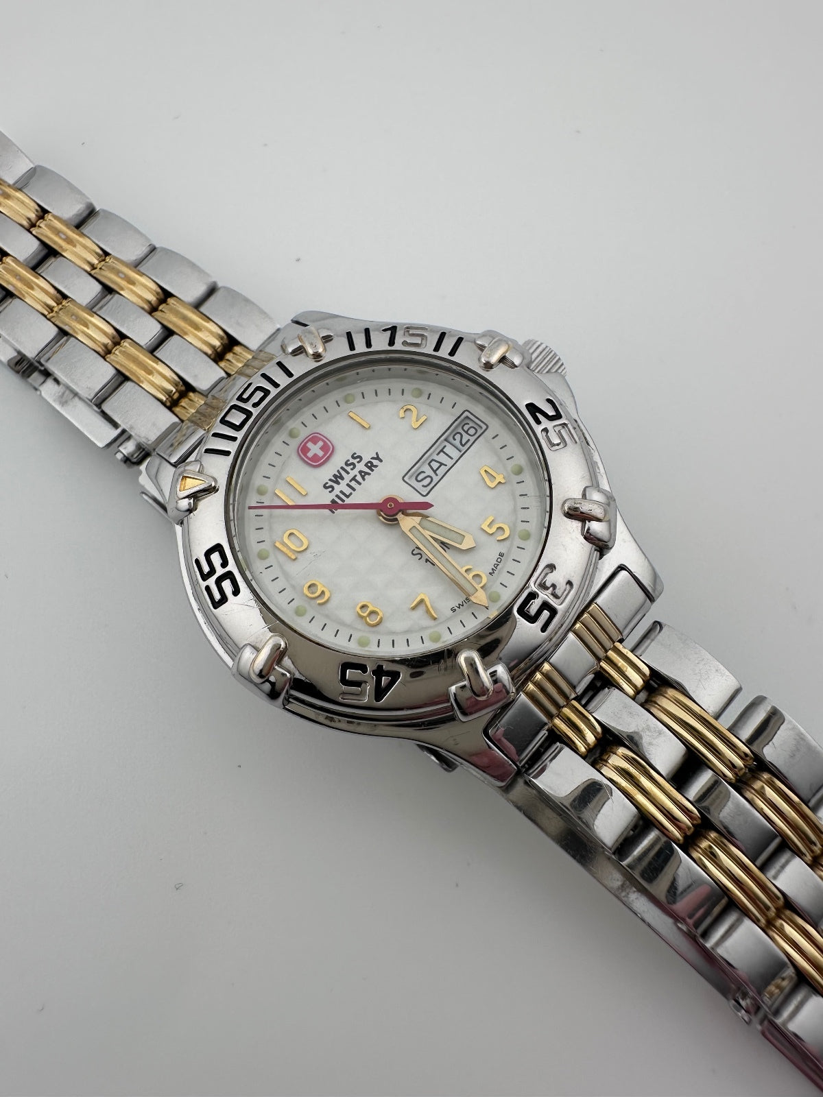 Vintage Swiss Military Women’s Watch 29mm Two Tone Day Date Swiss Made, 1990's, alternate view 2
