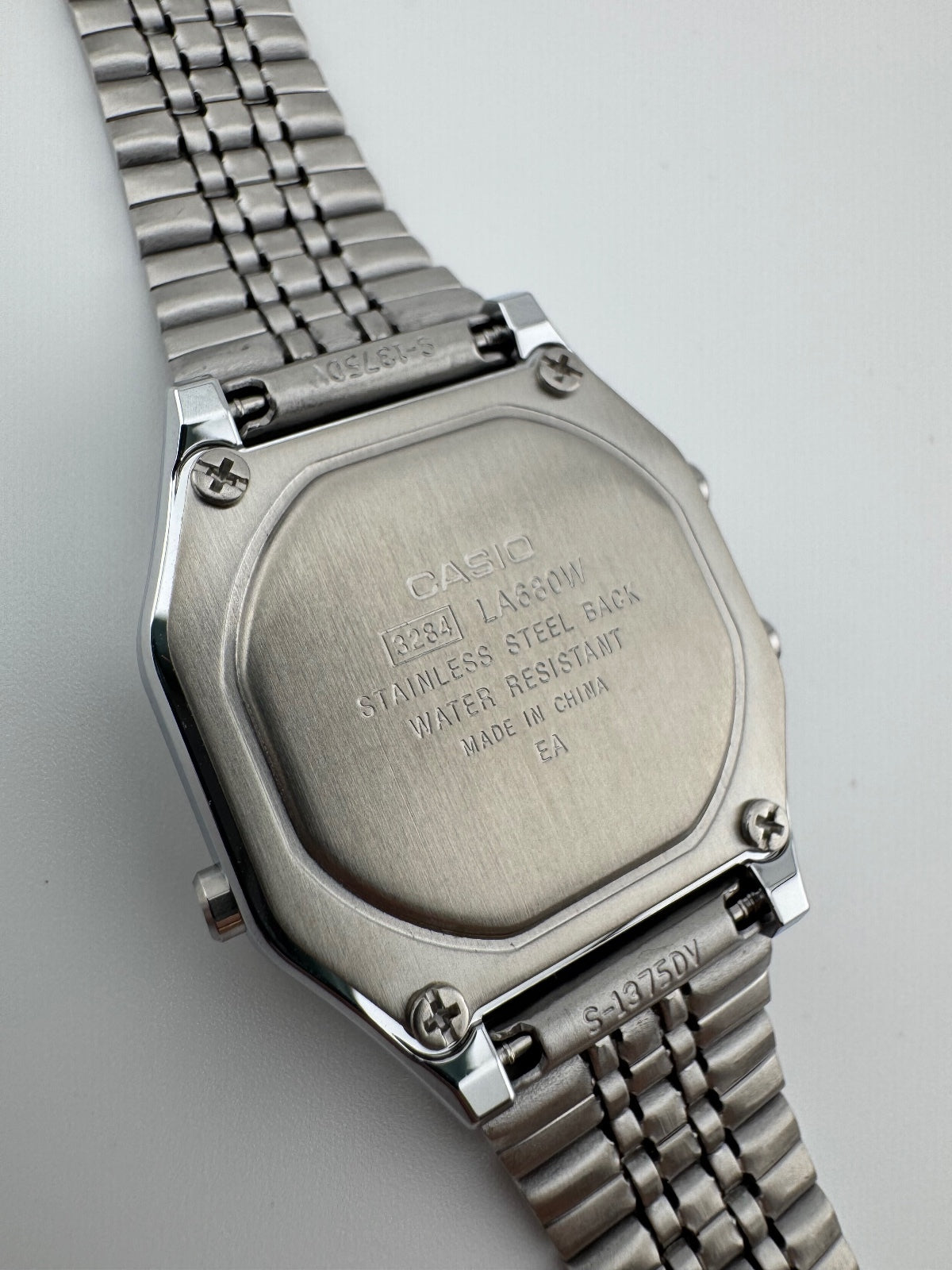 Casio Vintage Floral Digital Watch, Silver Stainless Steel Bracelet, Unisex