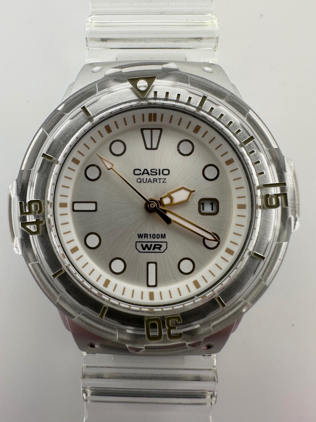 Casio Clear Transparent Watch White Gold Dial 100M, alternate view 6