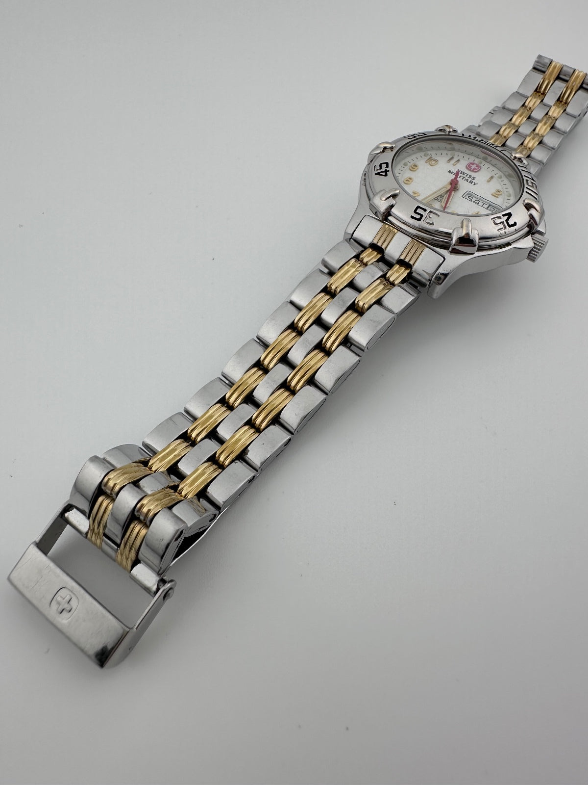 Vintage Swiss Military Women’s Watch 29mm Two Tone Day Date Swiss Made, 1990's, alternate view 5