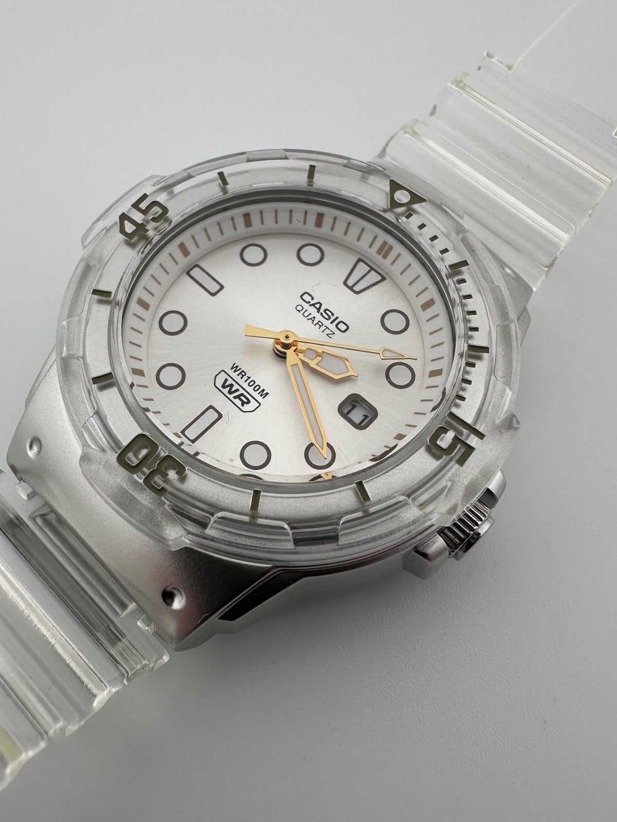Casio Clear Transparent Watch White Gold Dial 100M, alternate view 5