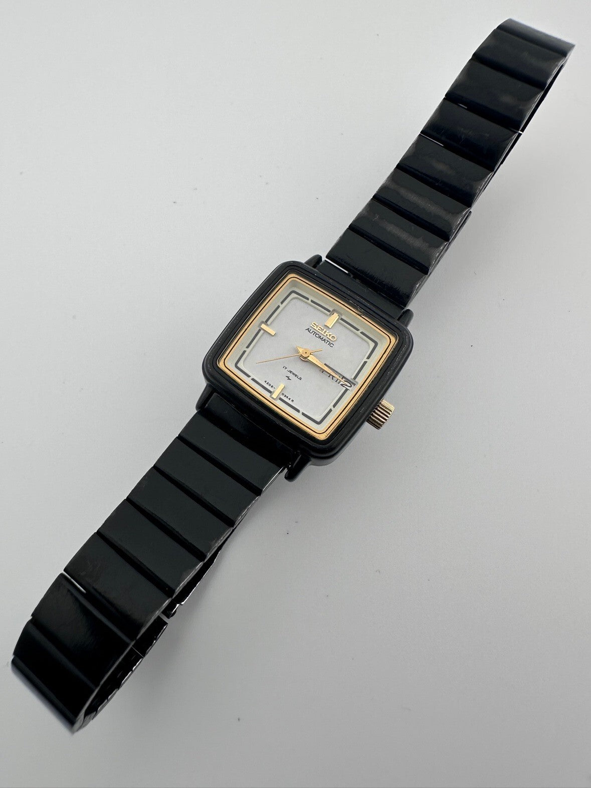 Rare Vintage Seiko Womens Automatic Watch 23mm Black 4206 Running 1980s