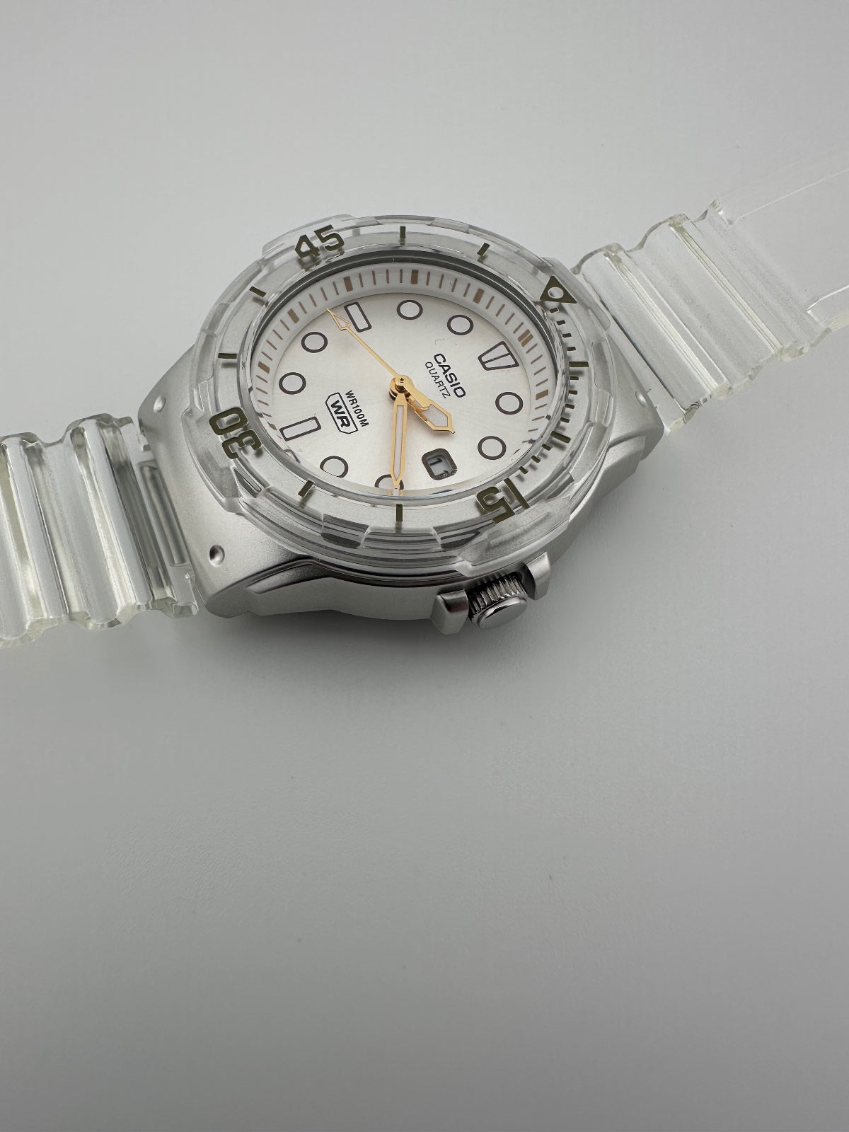 Casio Clear Transparent Watch White Gold Dial 100M, alternate view 2