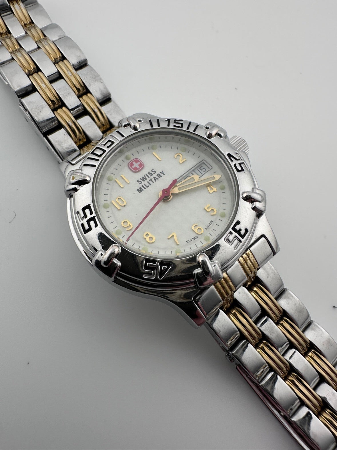 Swiss Military Womens Quartz Watch 29mm Two Tone Day Date New Battery 2000s