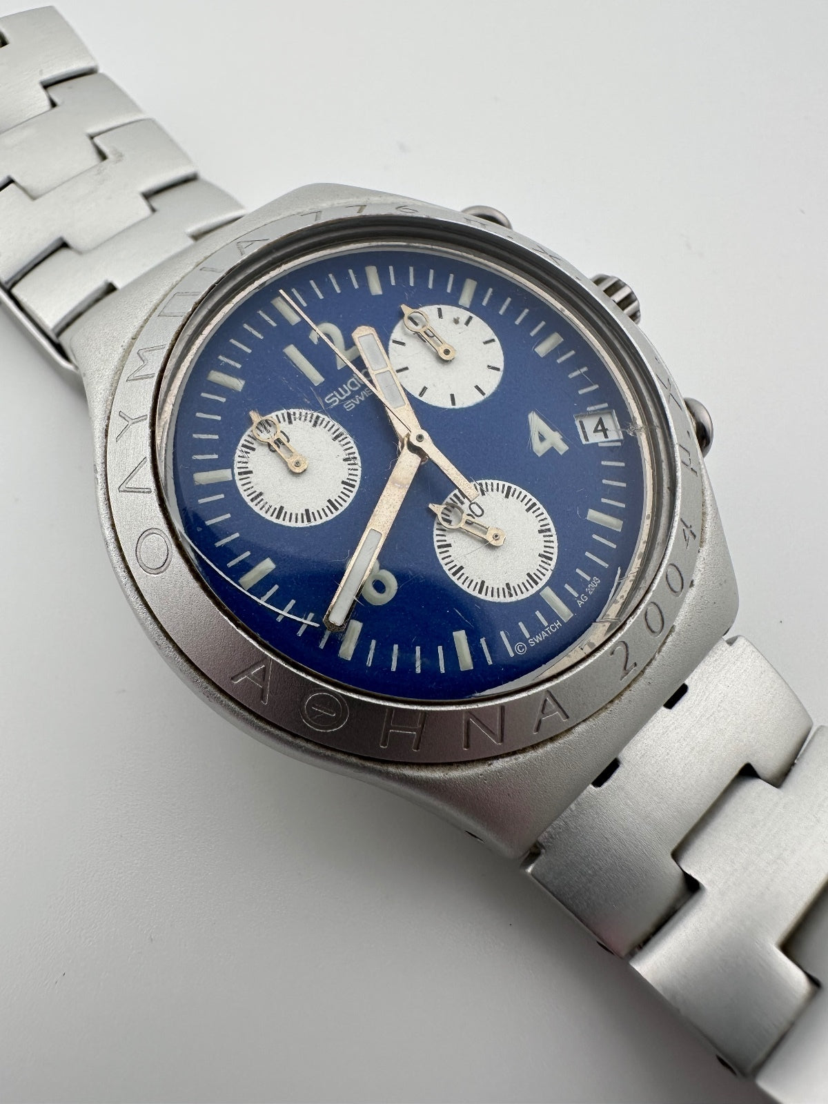 Swatch Irony Athens 2004 Olympic Chronograph Blue Dial Watch 39.5mm, alternate view 3