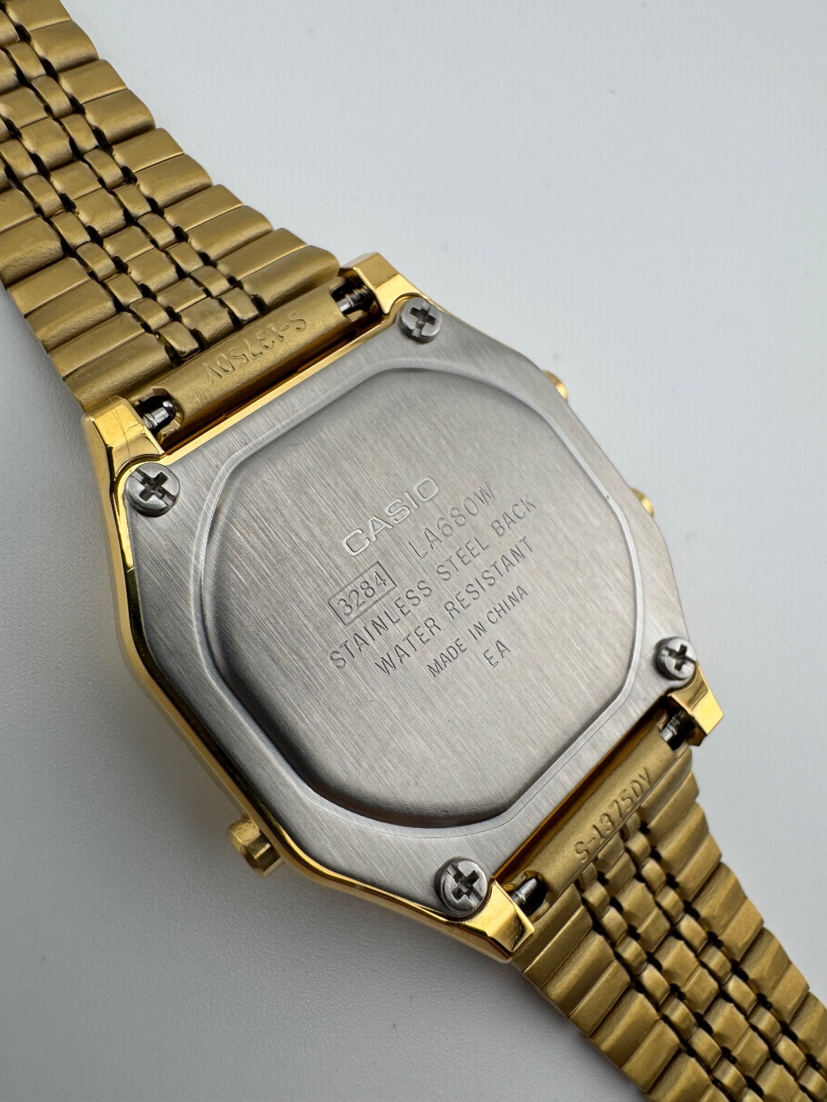Casio LA680WGA-4C Gold Digital Watch, Vintage Style Floral Face