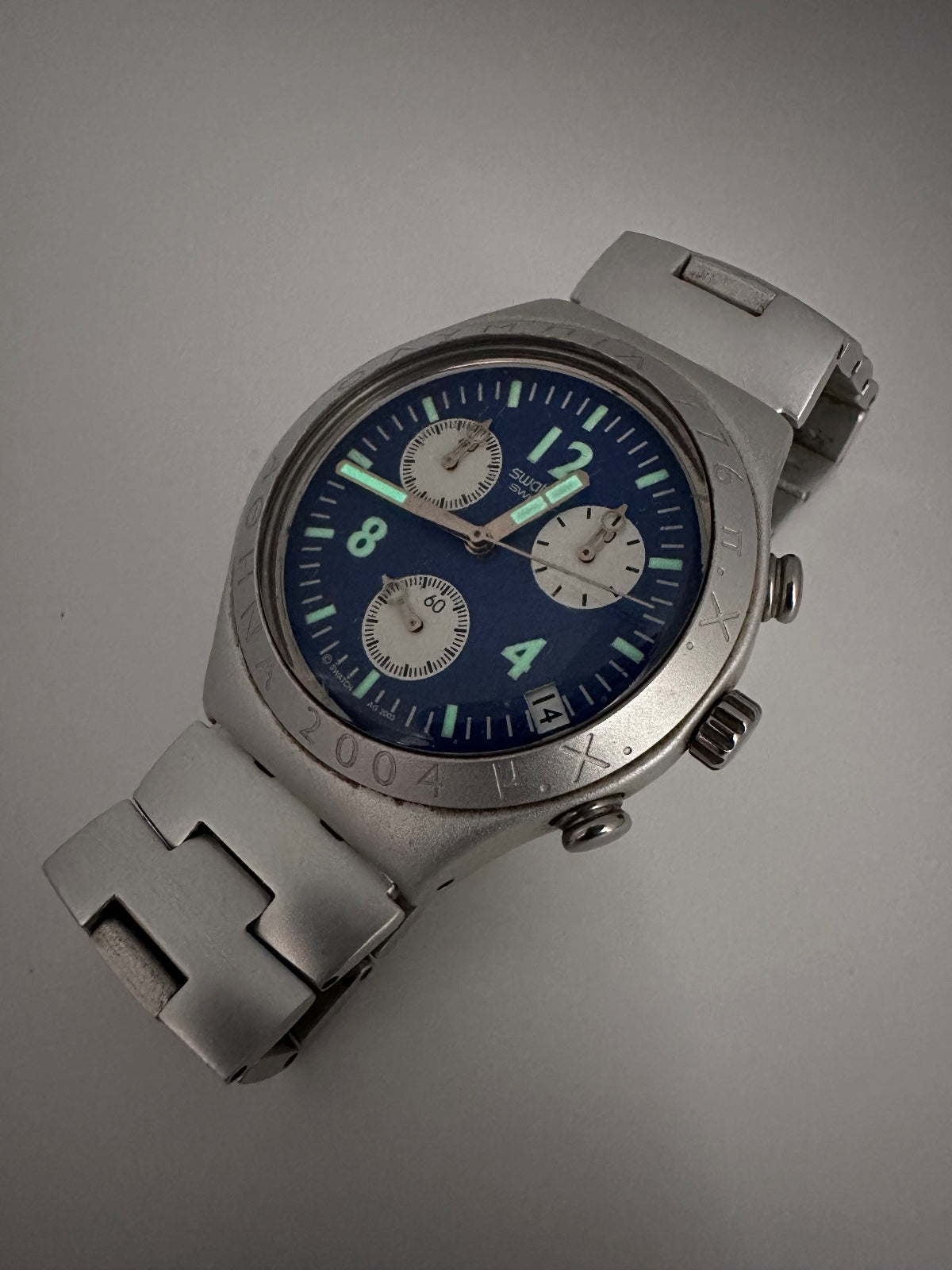 Swatch Irony Athens 2004 Olympic Chronograph Blue Dial Watch 39.5mm, alternate view 6