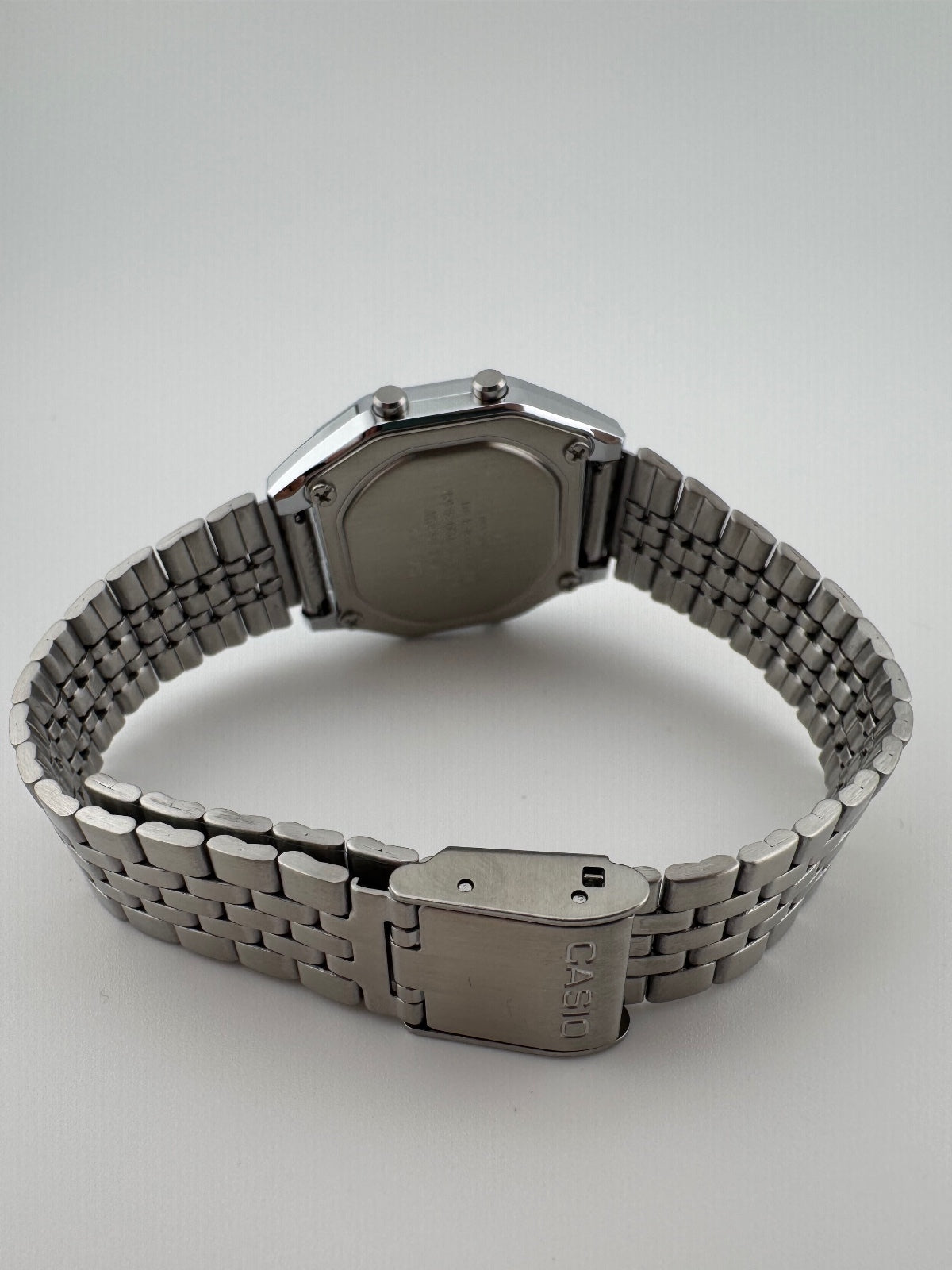 Casio Vintage Floral Digital Watch, Silver Stainless Steel Bracelet, Unisex