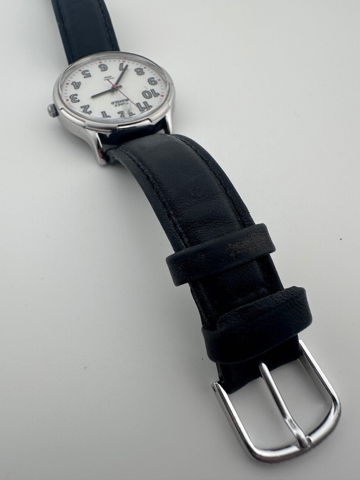 Timex Indiglo Mens Quartz Watch 34mm White Dial Running New Battery 1990s