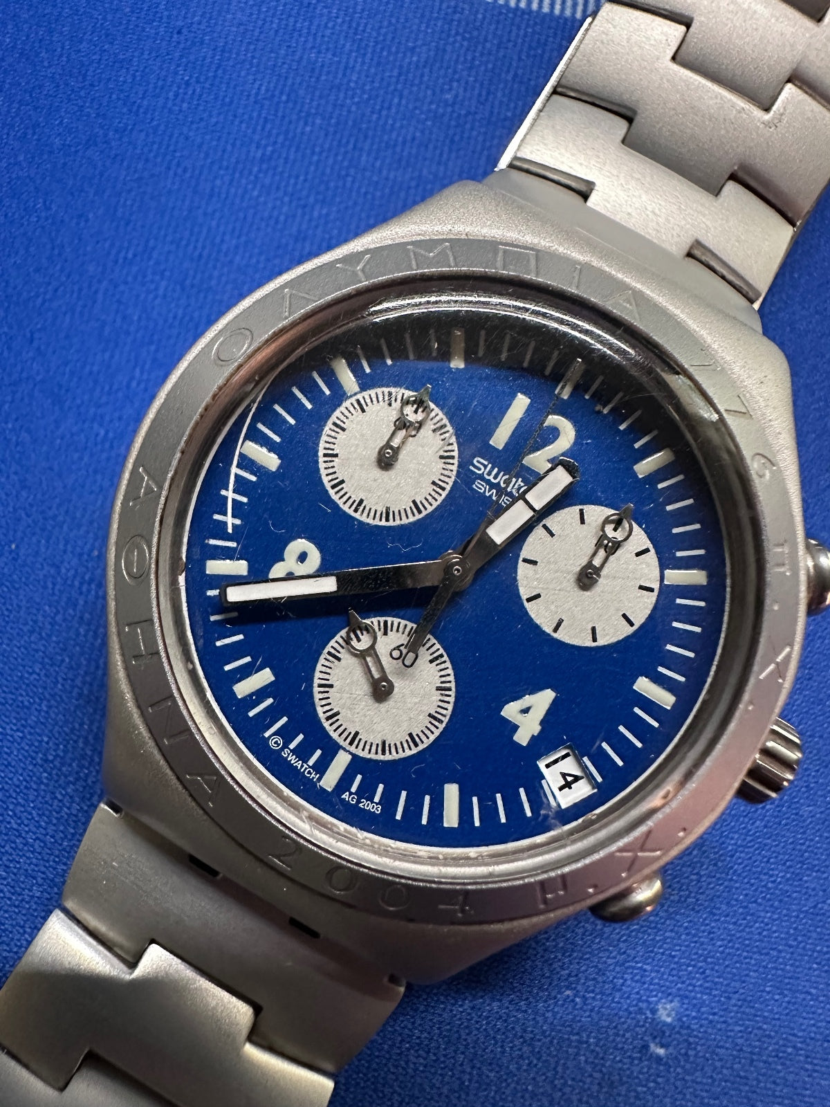 Swatch Irony Athens 2004 Olympic Chronograph Blue Dial Watch 39.5mm, alternate view 8