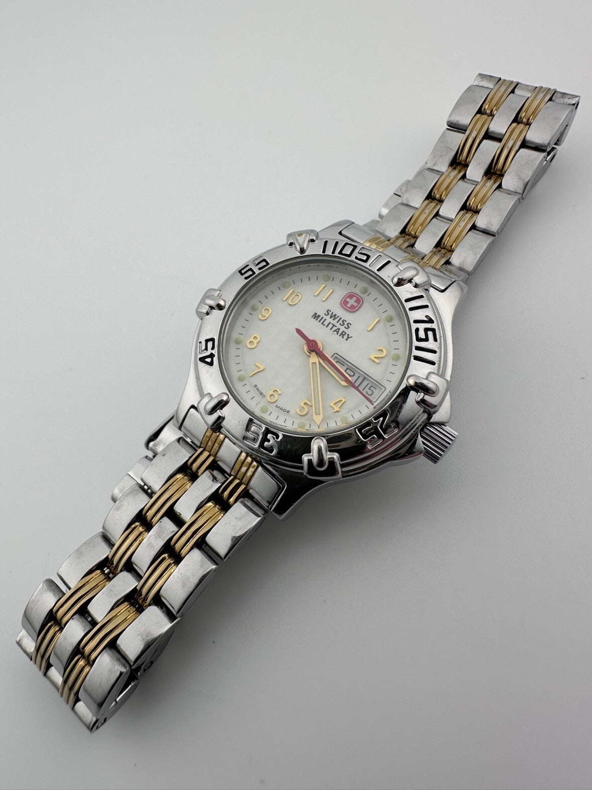 Swiss Military Womens Quartz Watch 29mm Two Tone Day Date New Battery 2000s
