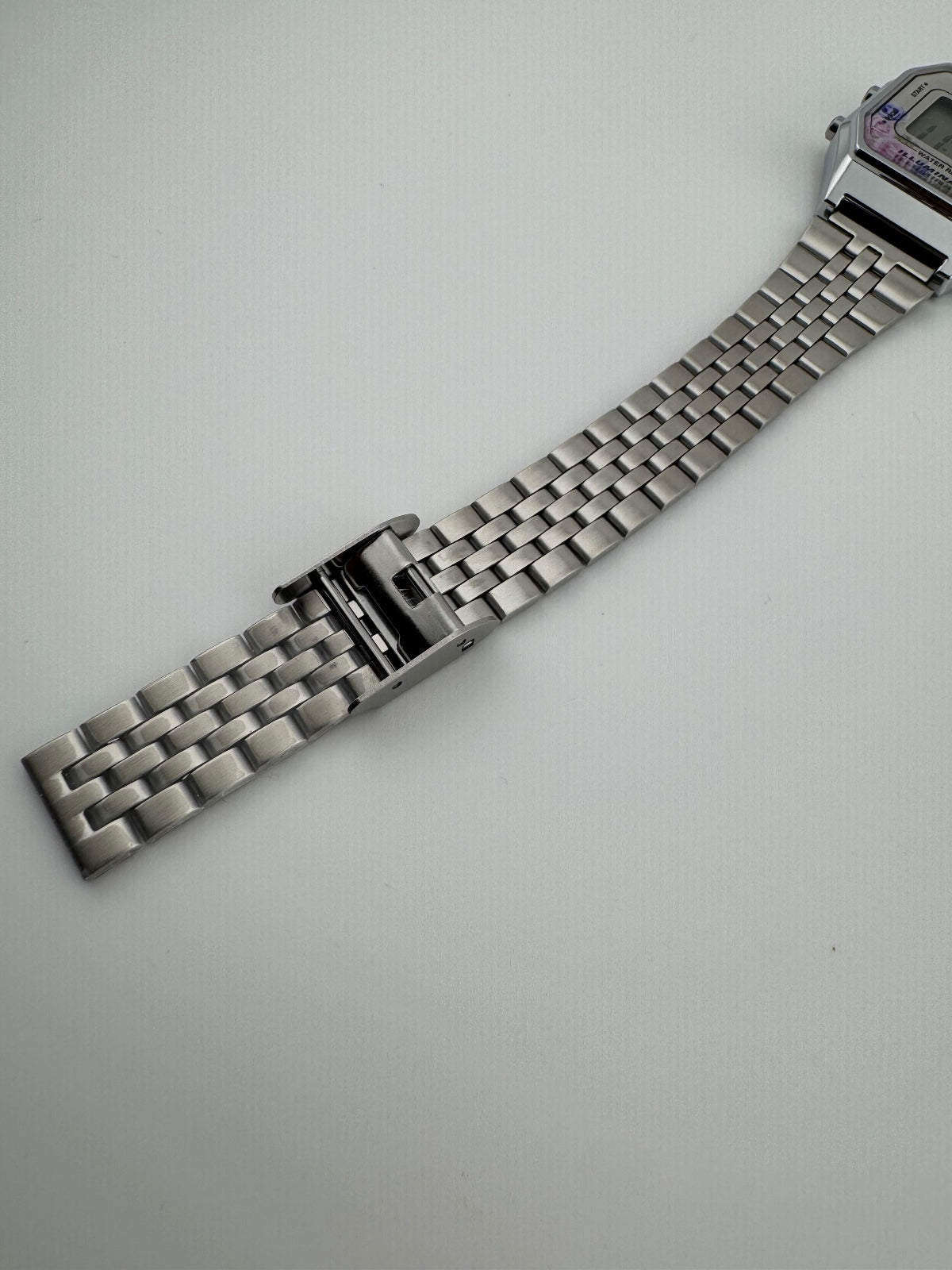 Casio Vintage Floral Digital Watch, Silver Stainless Steel Bracelet, Unisex