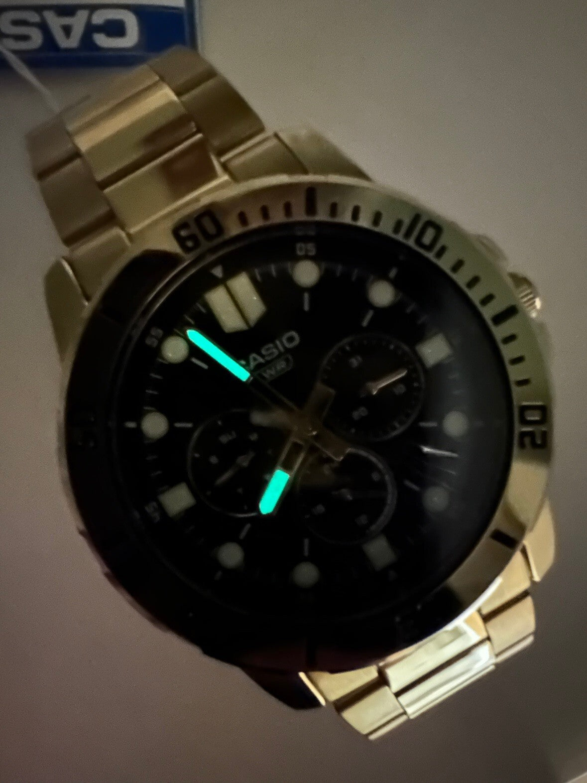 Casio Men's Gold Tone Quartz Watch Black Dial Day Date MTP-VD300G