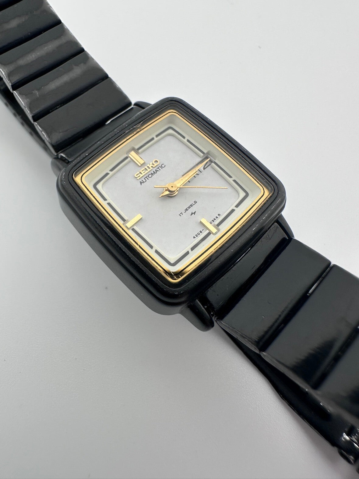Rare Vintage Seiko Womens Automatic Watch 23mm Black 4206 Running 1980s