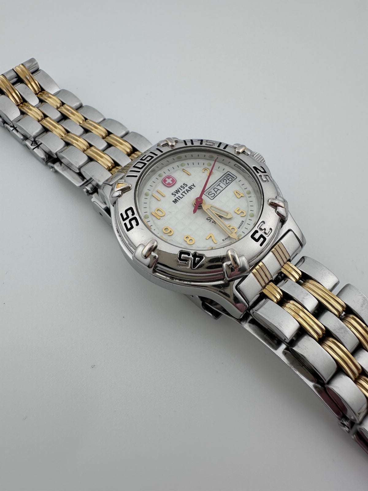 Vintage Swiss Military Women’s Watch 29mm Two Tone Day Date Swiss Made, 1990's, alternate view 4