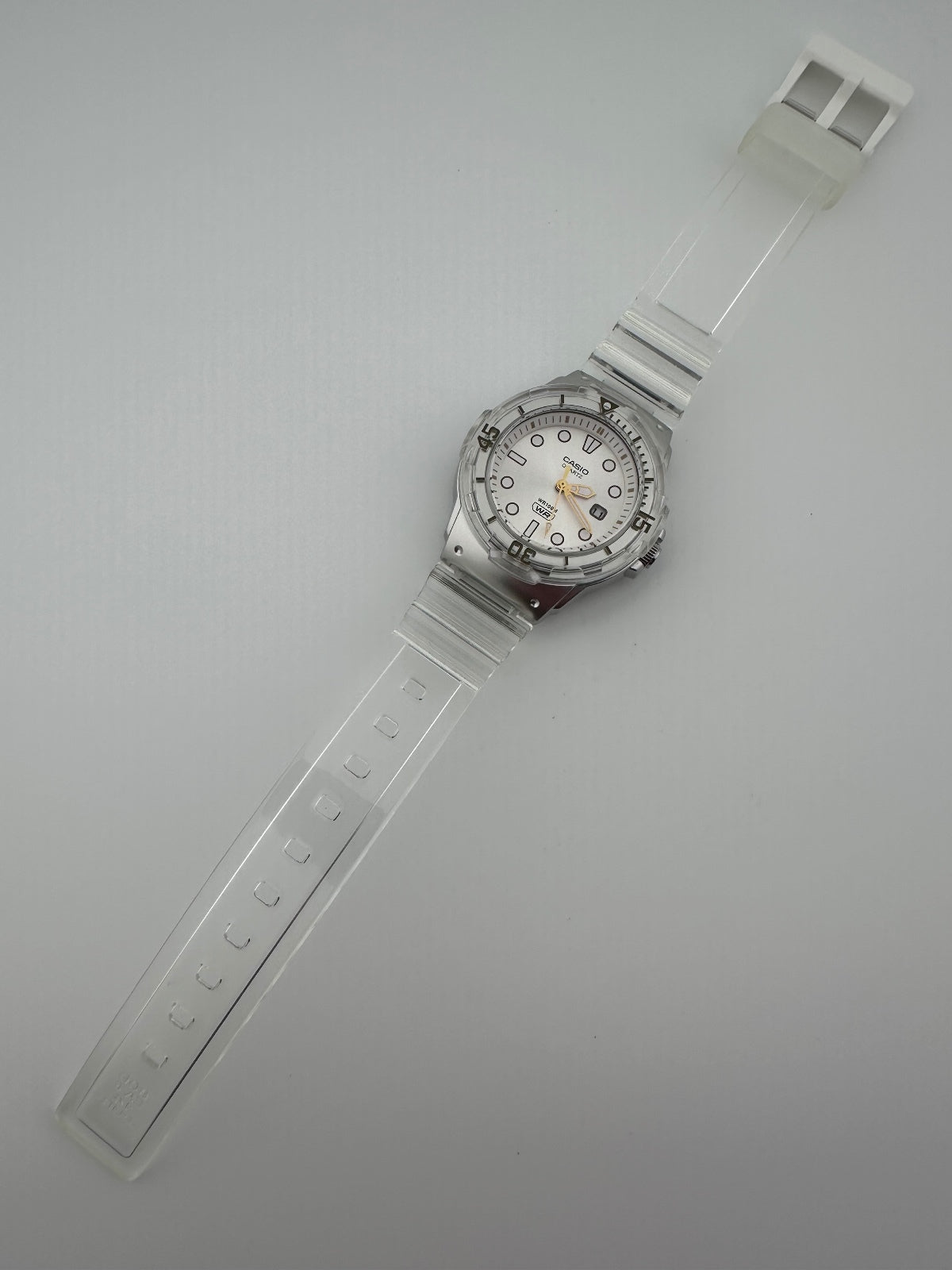 Casio Clear Transparent Watch White Gold Dial 100M, alternate view 3