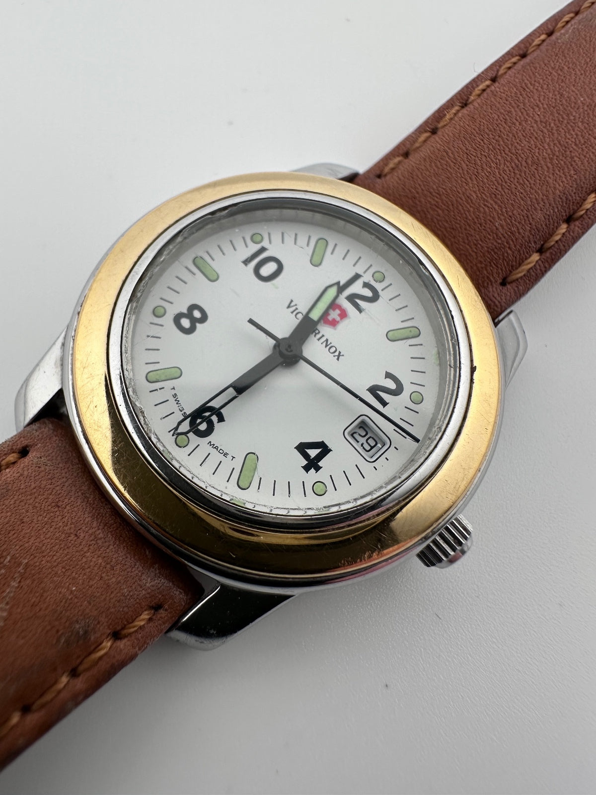 Vintage 1990s Victorinox Women's Swiss Quartz Watch Two Tone Date