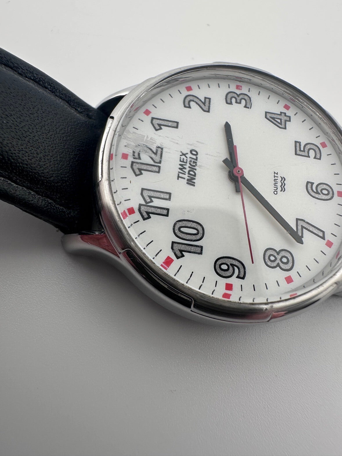 Timex Indiglo Mens Quartz Watch 34mm White Dial Running New Battery 1990s