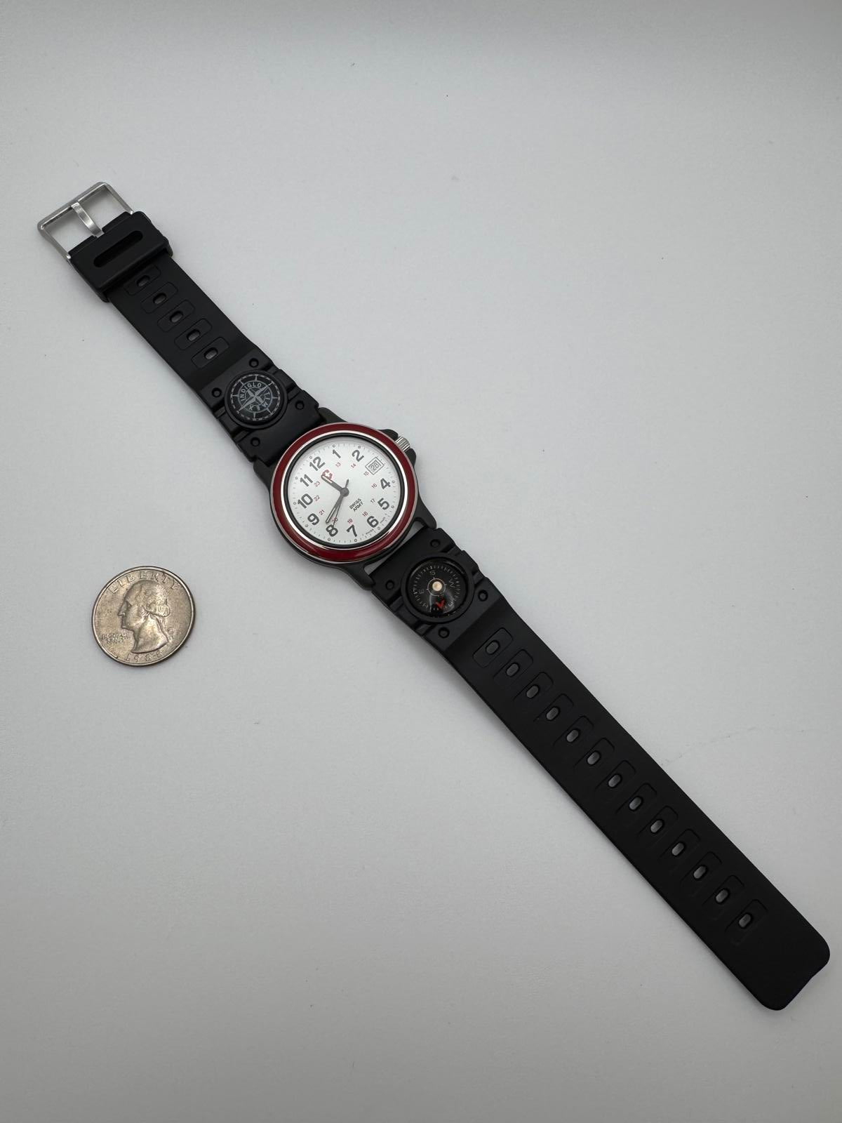 Swiss Army Brand Watch 36mm – White Dial, Date, Timex Indiglo Compass Band