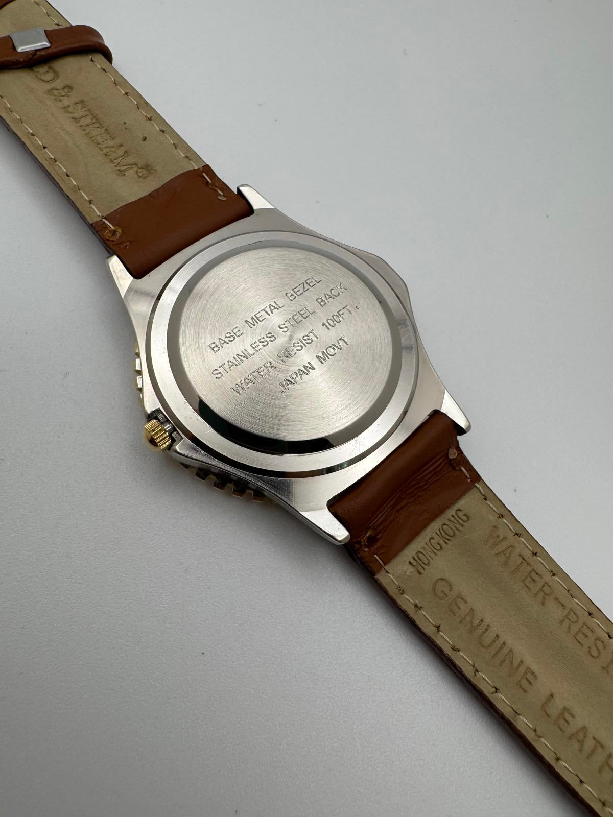 Cole Hearst Quartz Watch – 40 mm Two-Tone Bezel, Brown Leather, Box, New Battery