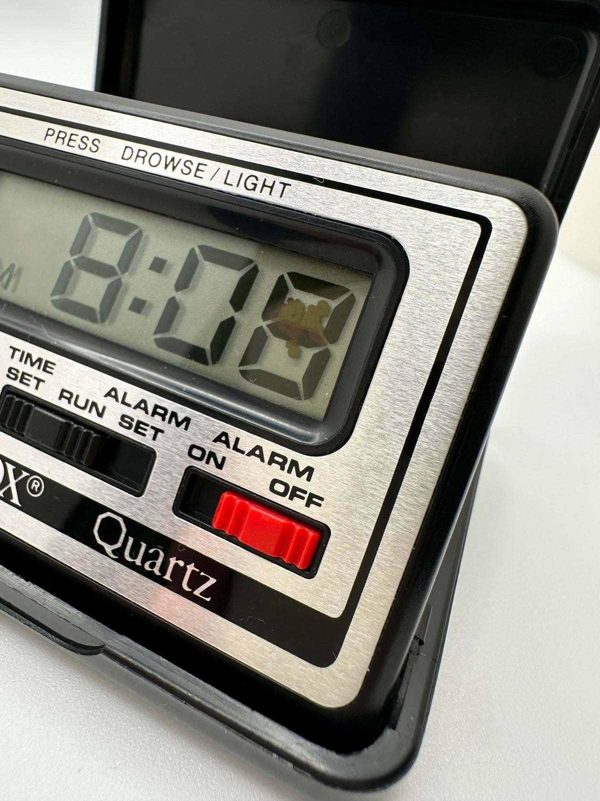 Vintage Westclox Quartz Digital Travel Alarm Clock Black Silver 1980s