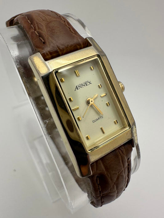 Vintage Annex Rectangular Gold Tone Women’s Watch Fresh Battery 18mm