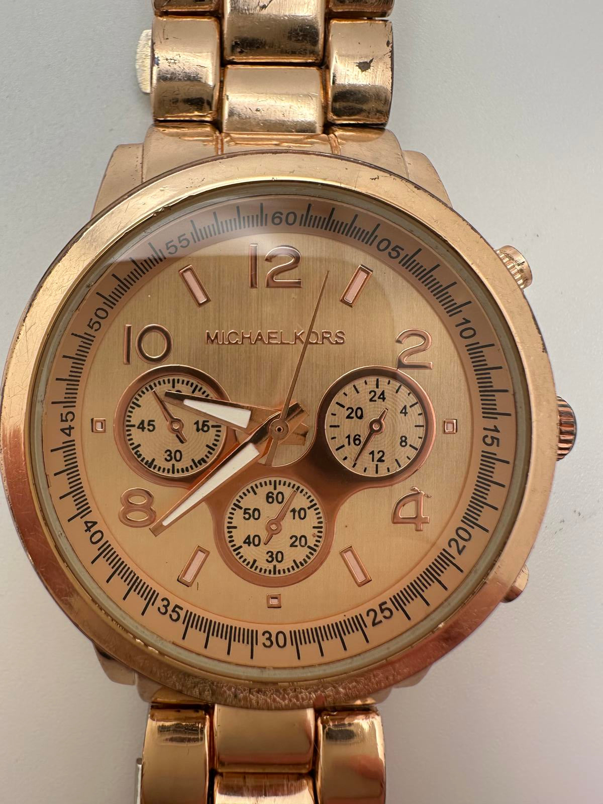 Michael Kors Rose Gold Chronograph-Style Watch – 37.5mm, Quartz, Fresh Battery
