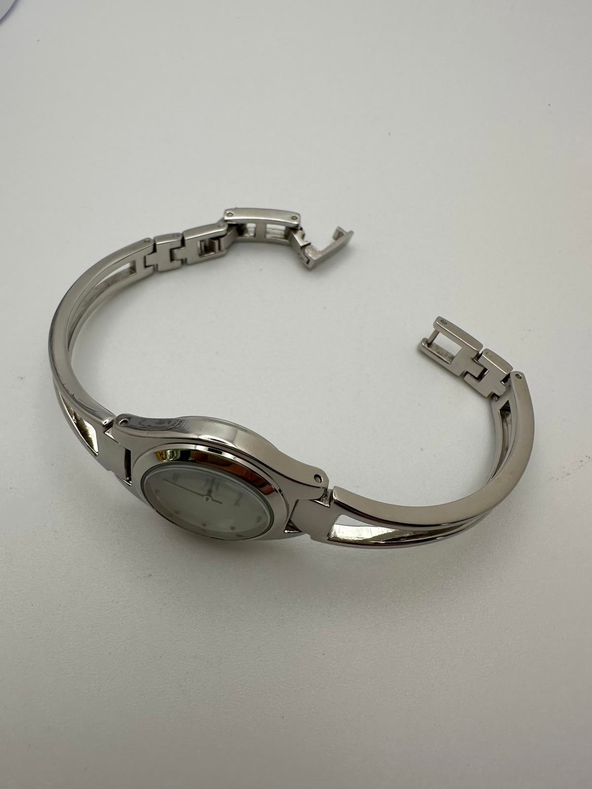 Anne Klein Women’s Diamond Accent Silver-Tone Bracelet Watch, 24mm, New Battery