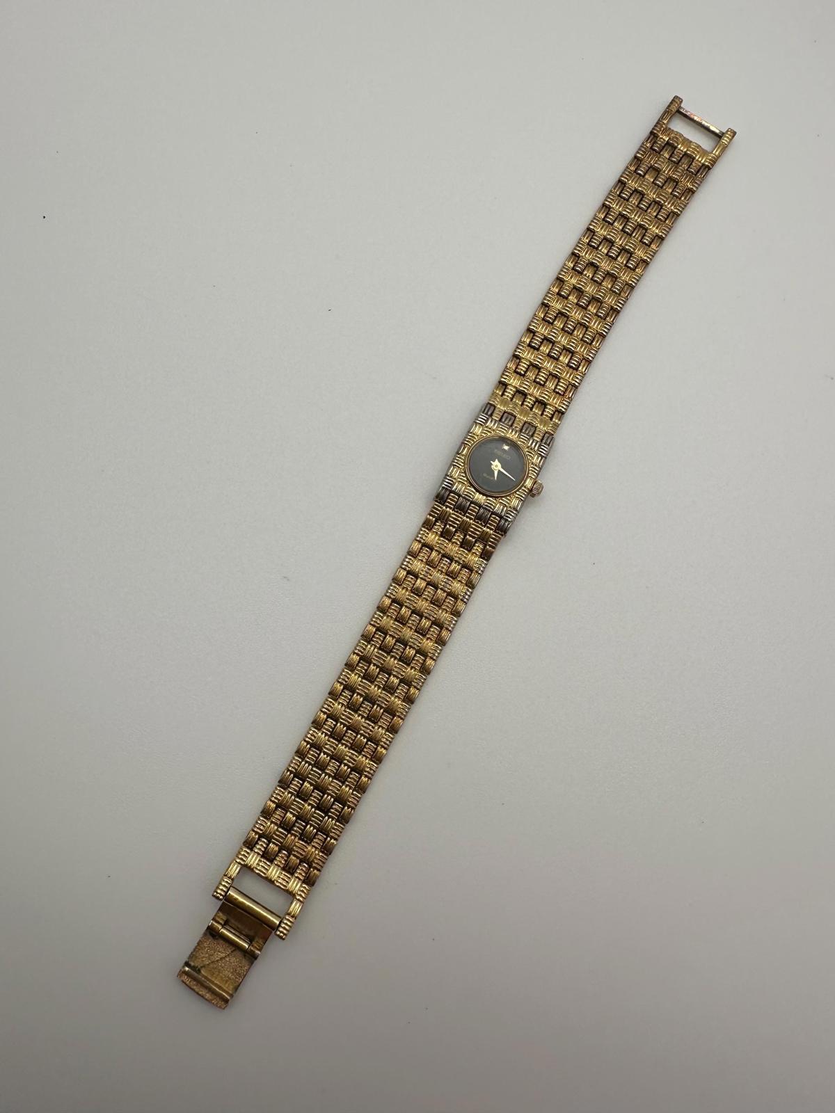 80s-90s Seiko Quartz 1E20 Women’s Gold Bracelet Watch Black Dial New Battery