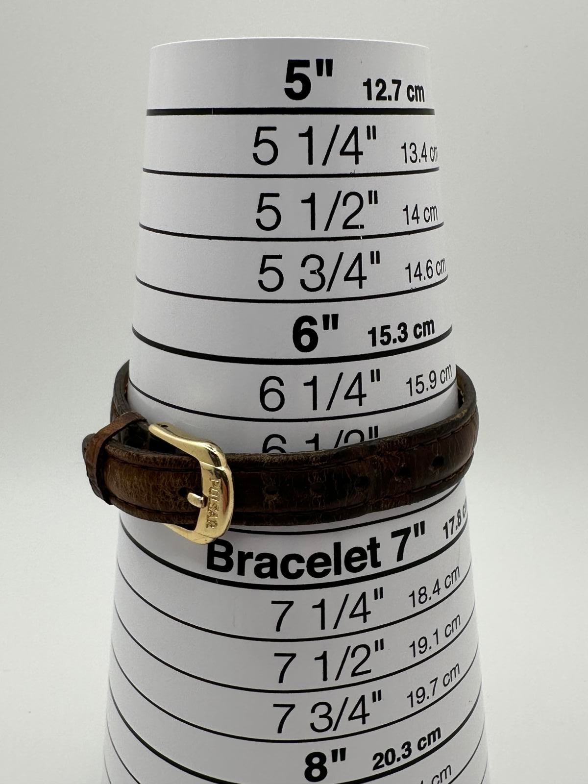 Vintage Seiko 28mm Cream Dial Quartz Watch w/ Pulsar Leather Strap