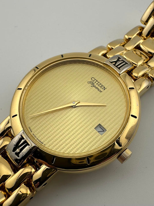 Vintage Citizen Elegance Gold Quartz Watch 33mm Date Japan