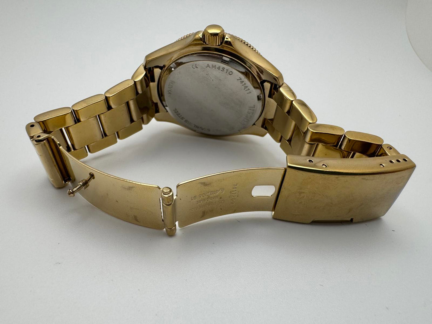 Fossil AM4510 Chronograph Watch – 39mm Gold Tone Quartz, Multi-Function Unisex