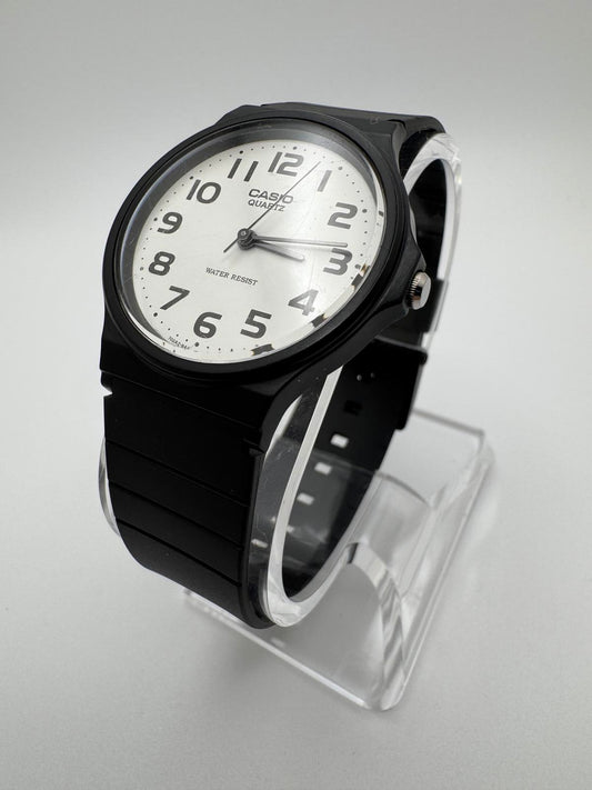 Casio MQ-24 Classic Black Quartz Watch – White Dial Japan Movement New Battery