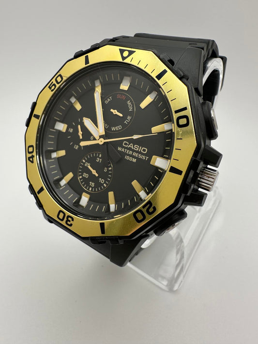 Casio Men’s Black & Gold Diver Watch – 49.5mm – 100M Water Resist, Fresh Battery