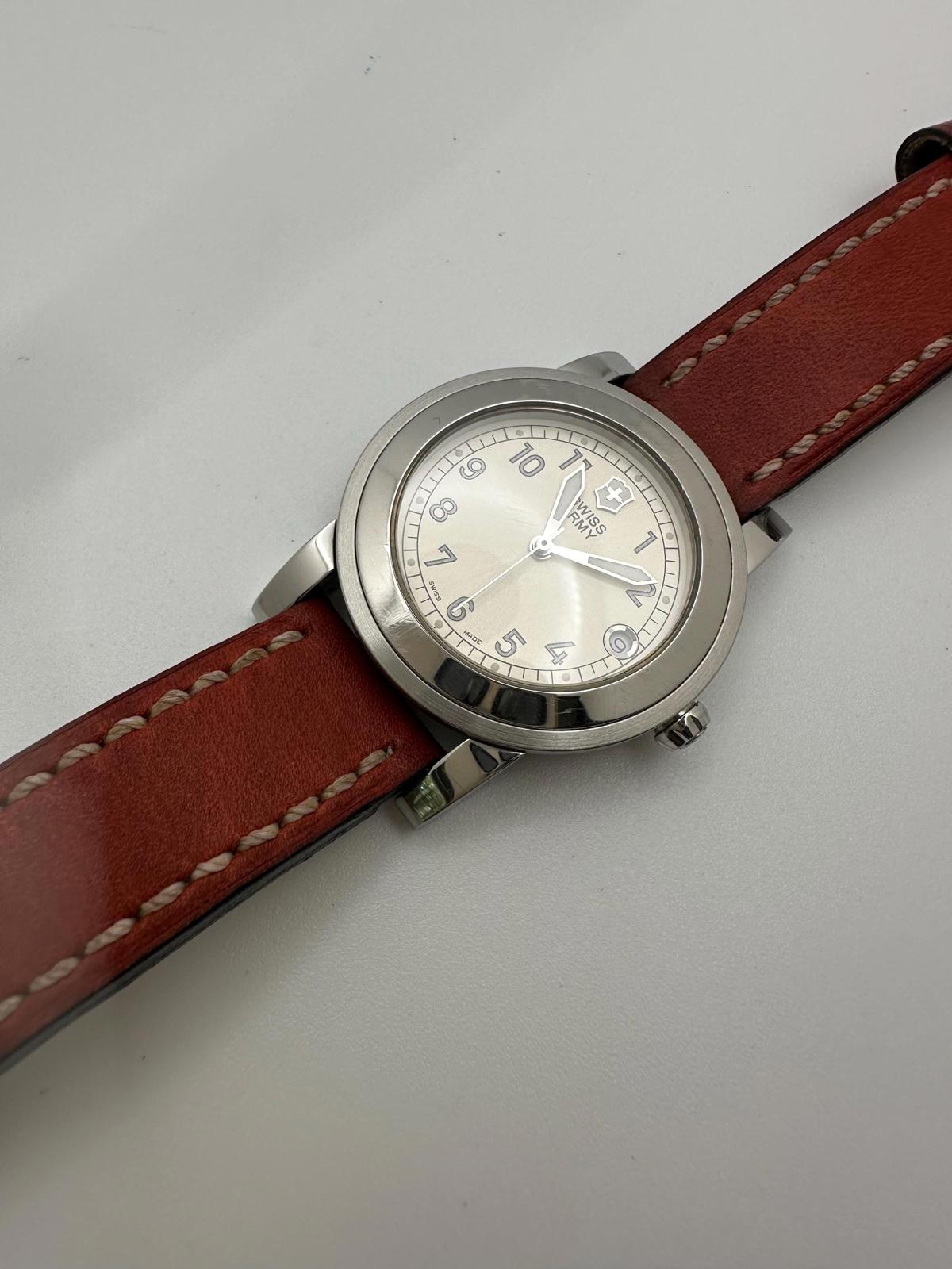 Victorinox Swiss Army Stainless Steel Watch – 32mm w/ Date – Sapphire Crystal – Leather Strap