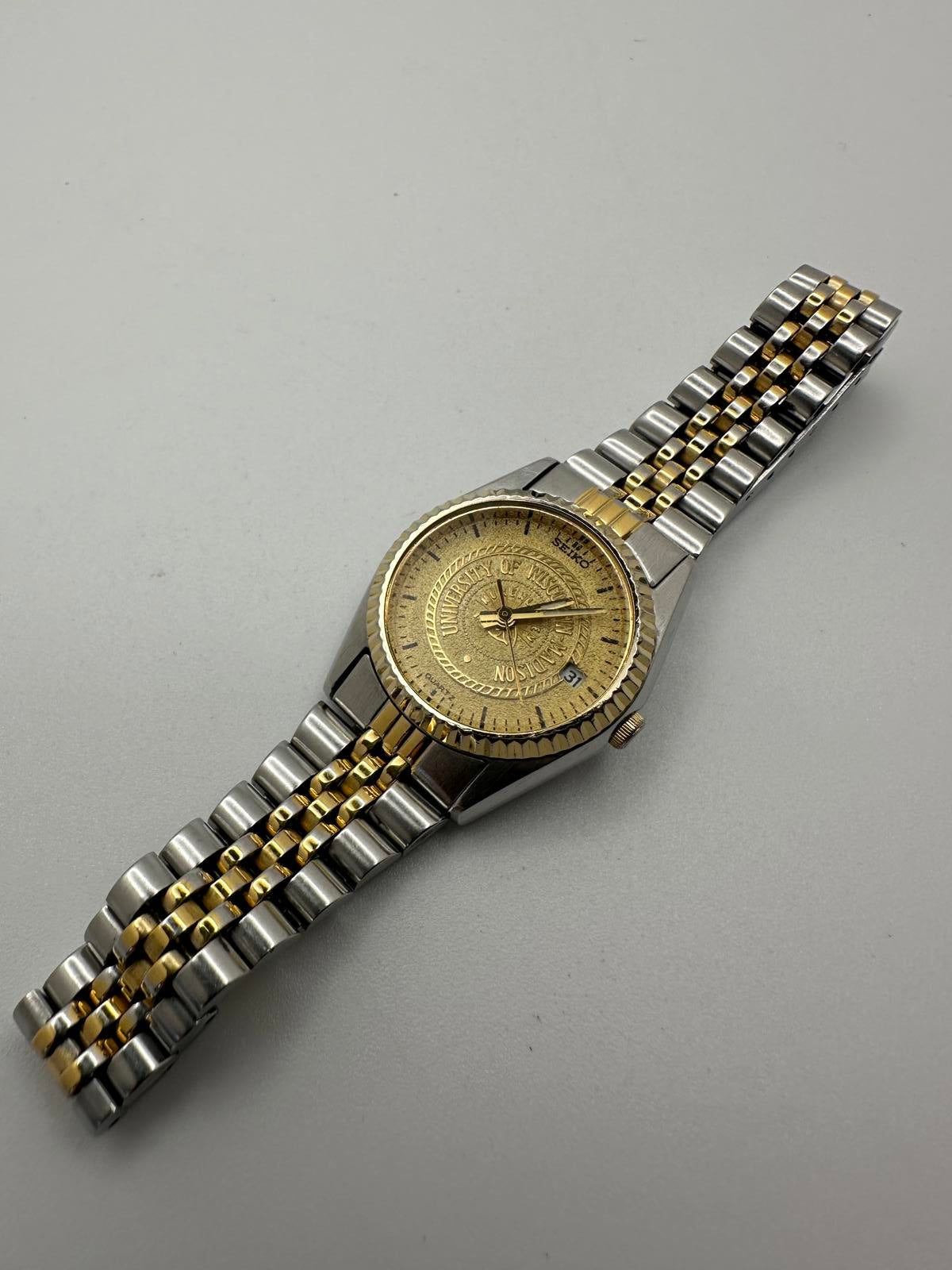 Vintage Seiko Women’s Quartz Watch University of Wisconsin Madison Gold 23mm