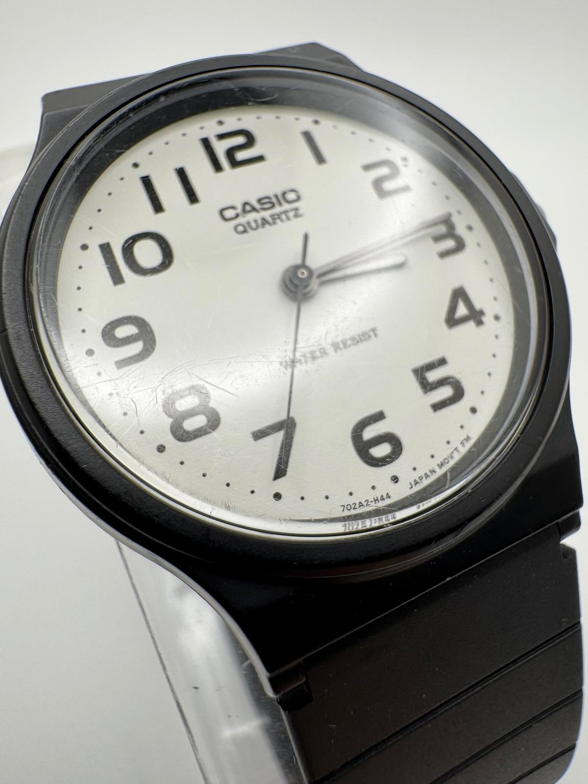 Casio MQ-24 Classic Black Quartz Watch – White Dial Japan Movement New Battery