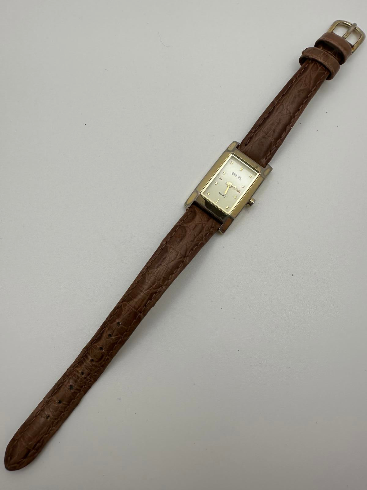 Vintage Annex Rectangular Gold Tone Women’s Watch Fresh Battery 18mm