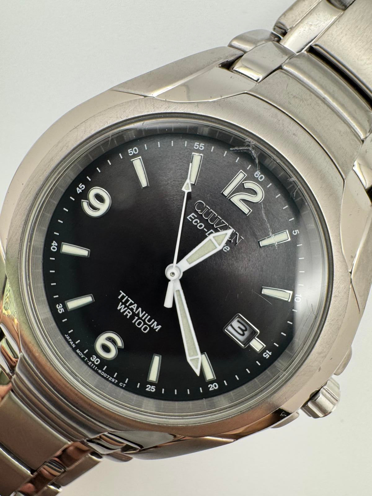Citizen Eco-Drive Titanium WR100 Men’s Watch 40mm, Black Dial, Solar Powered