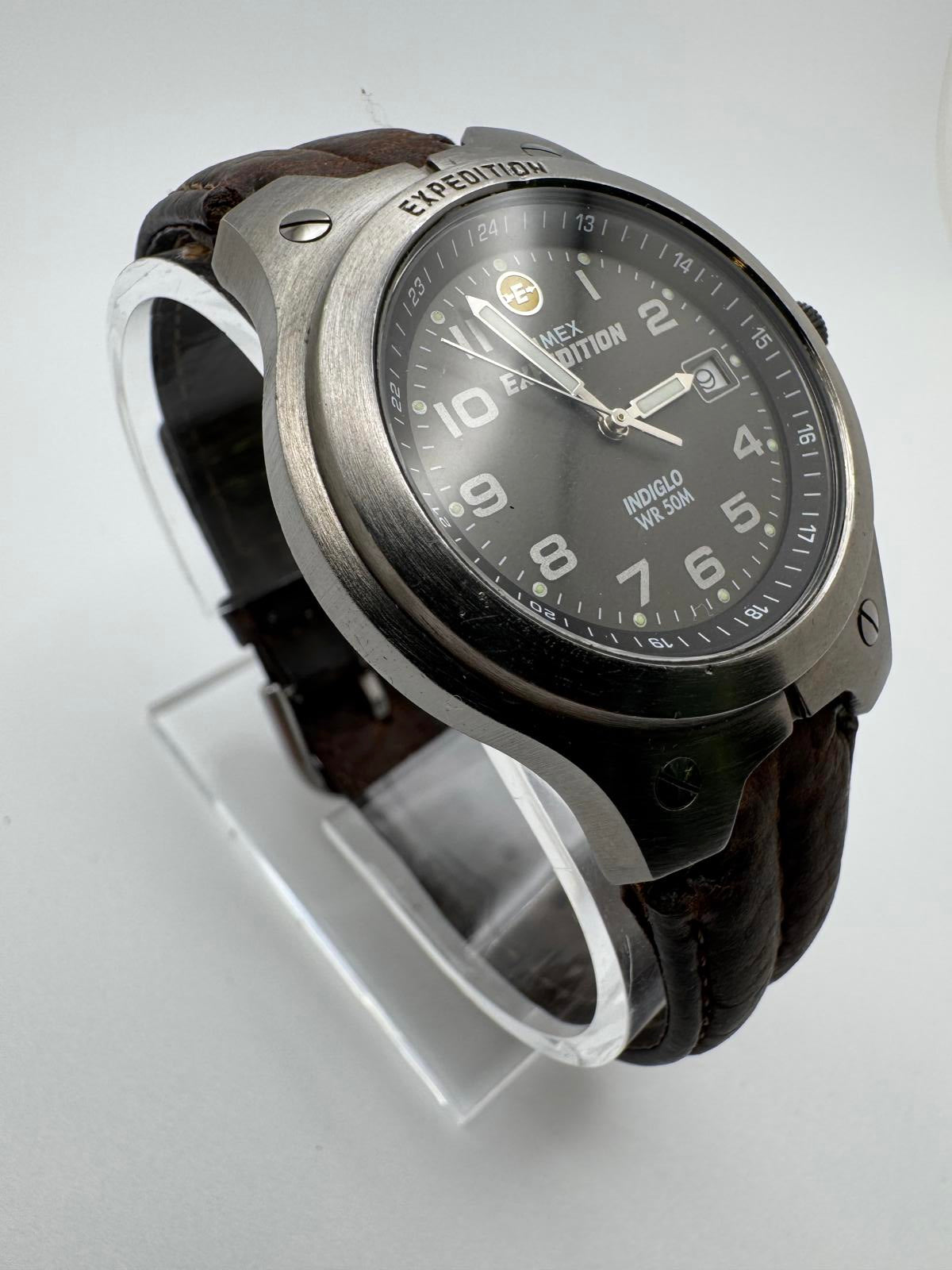 Timex Expedition 38mm Stainless Steel Quartz Watch with Brown Leather Band
