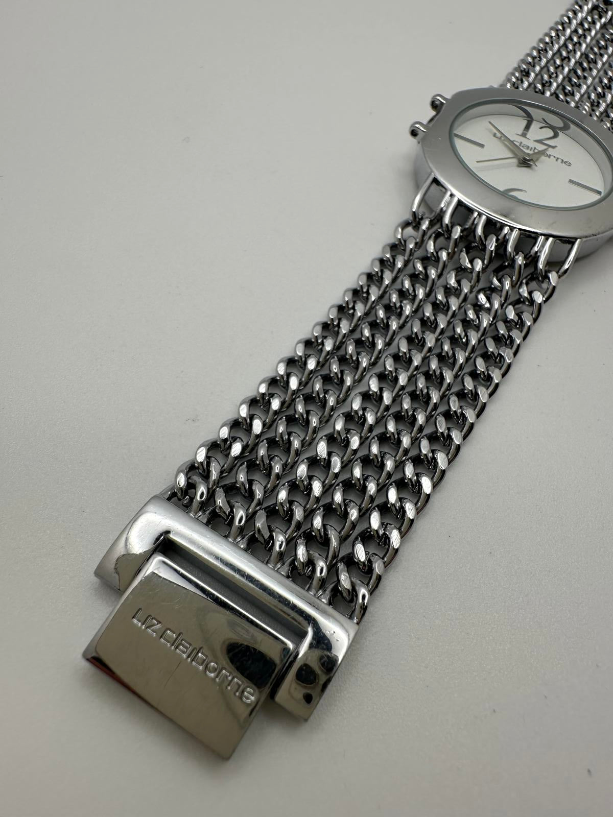 Liz Claiborne Women’s Quartz Watch Silver Chain Bracelet 34mm Runs Great