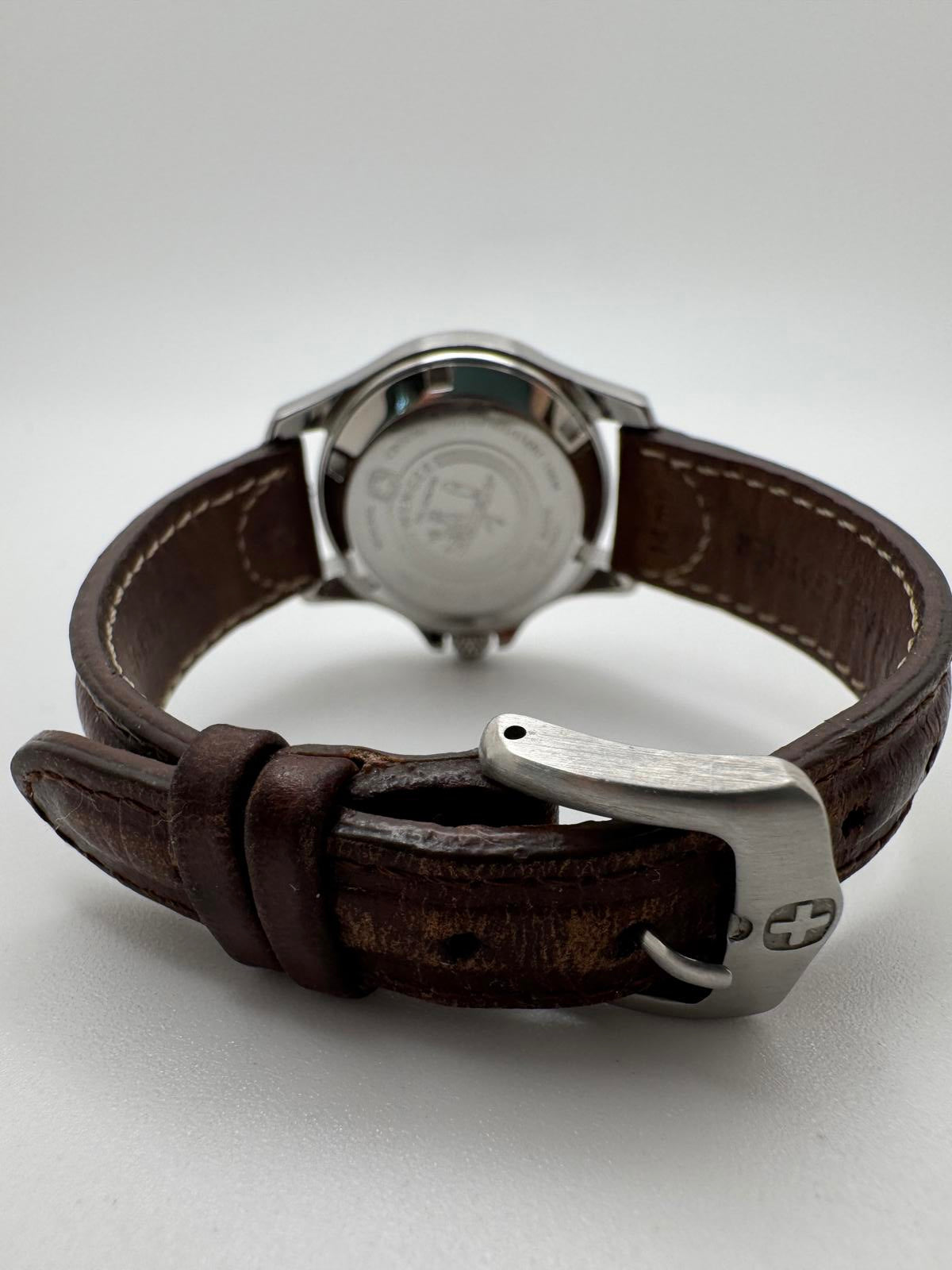 Wenger Swiss Made Women’s Watch 27mm Date White Dial Brown Leather Strap