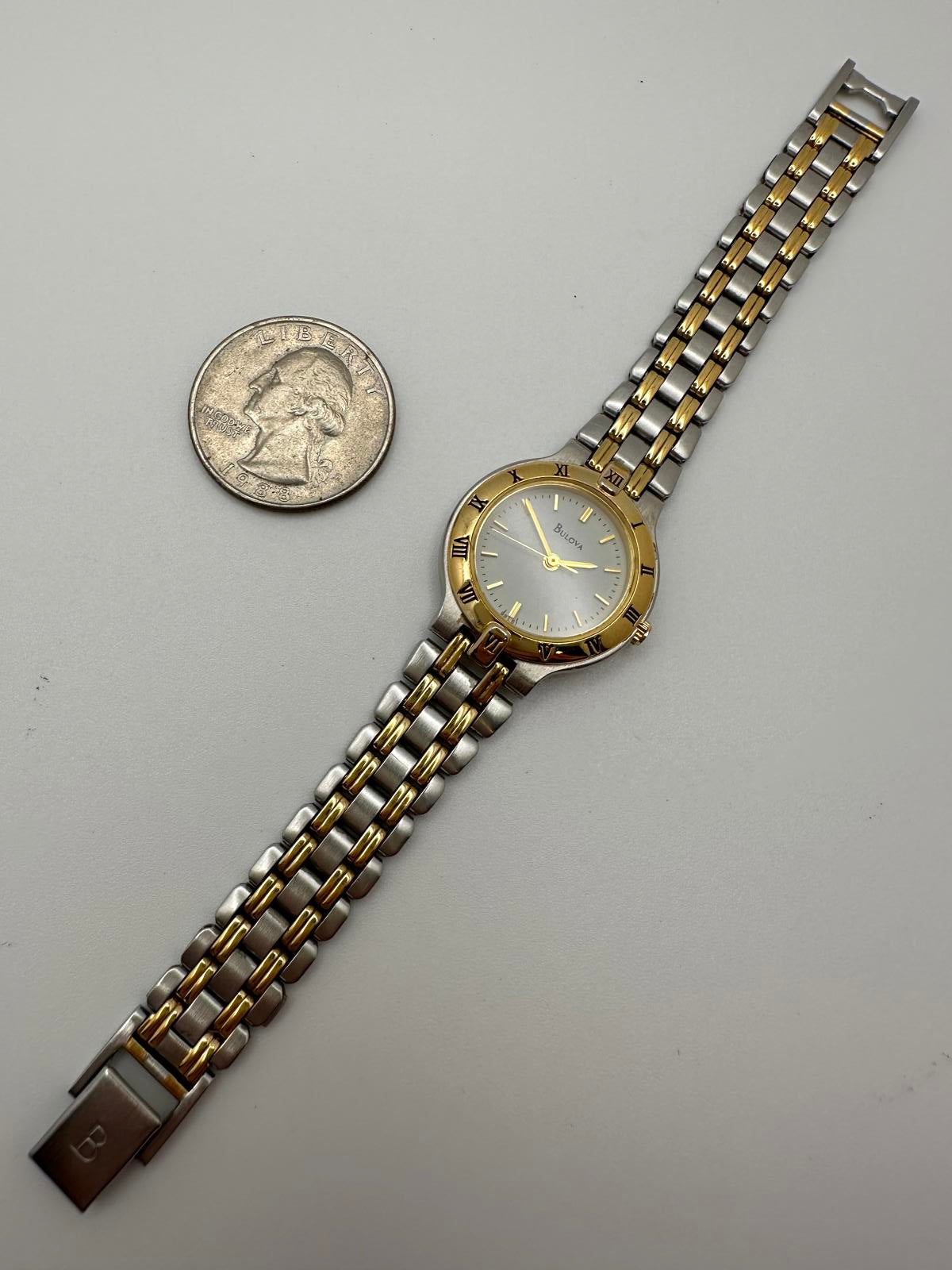 Bulova Women’s Two-Tone Watch, Roman Numerals, Stainless Steel & Gold Tone, 23mm