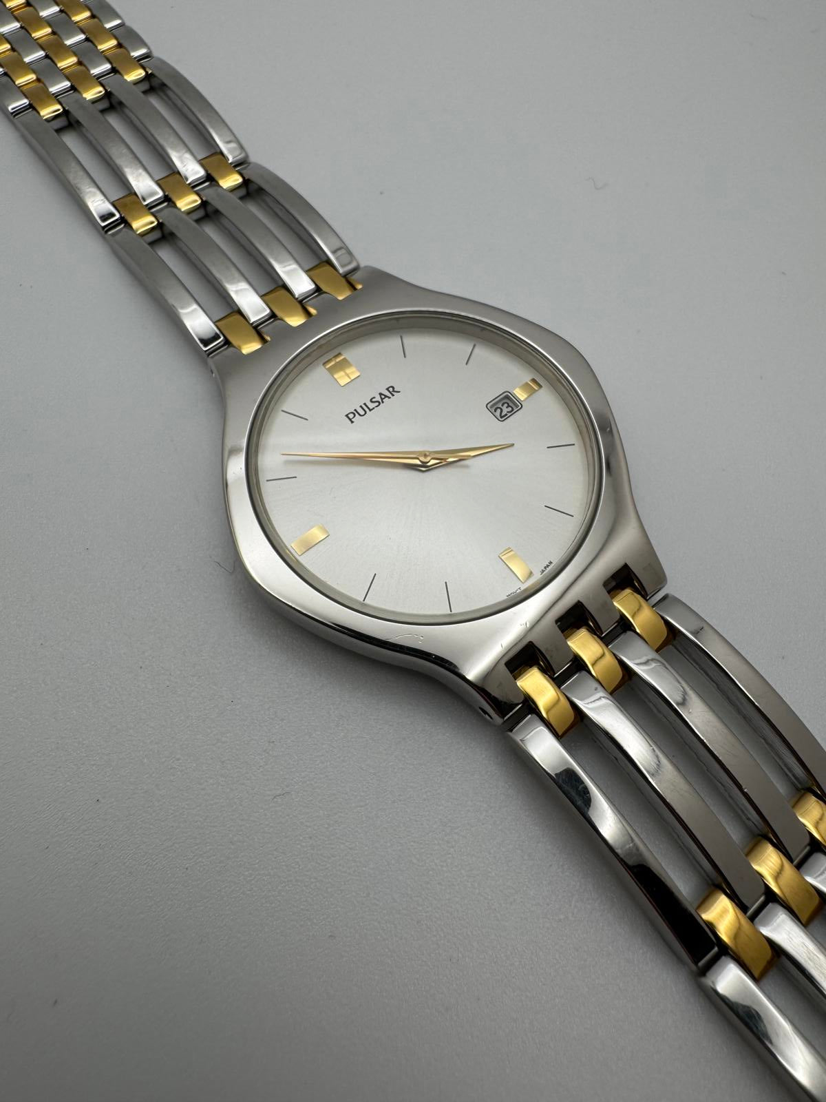 Vintage Pulsar Two-Tone Quartz Watch 35mm Silver/Gold Dress | Hole Watch Co