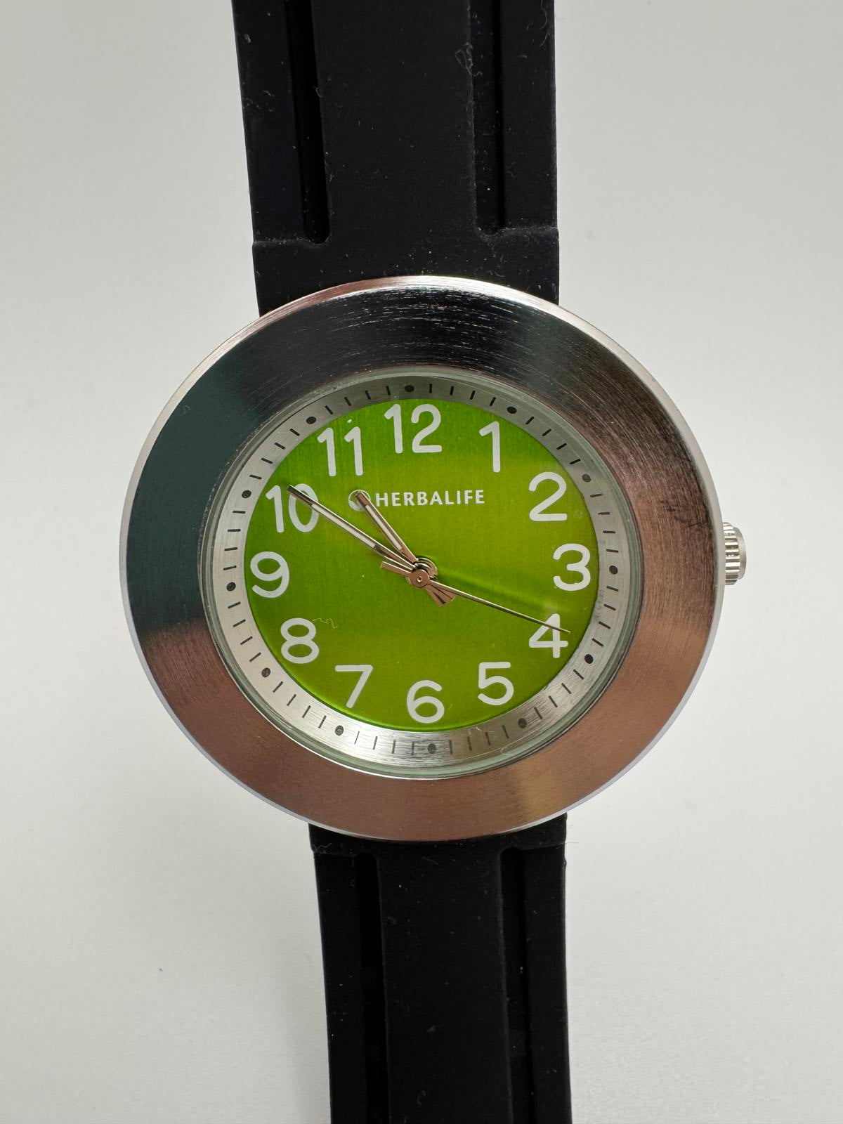 Herbalife Quartz Watch – 45 mm Green Dial, Black Band, Cleaned, New Battery