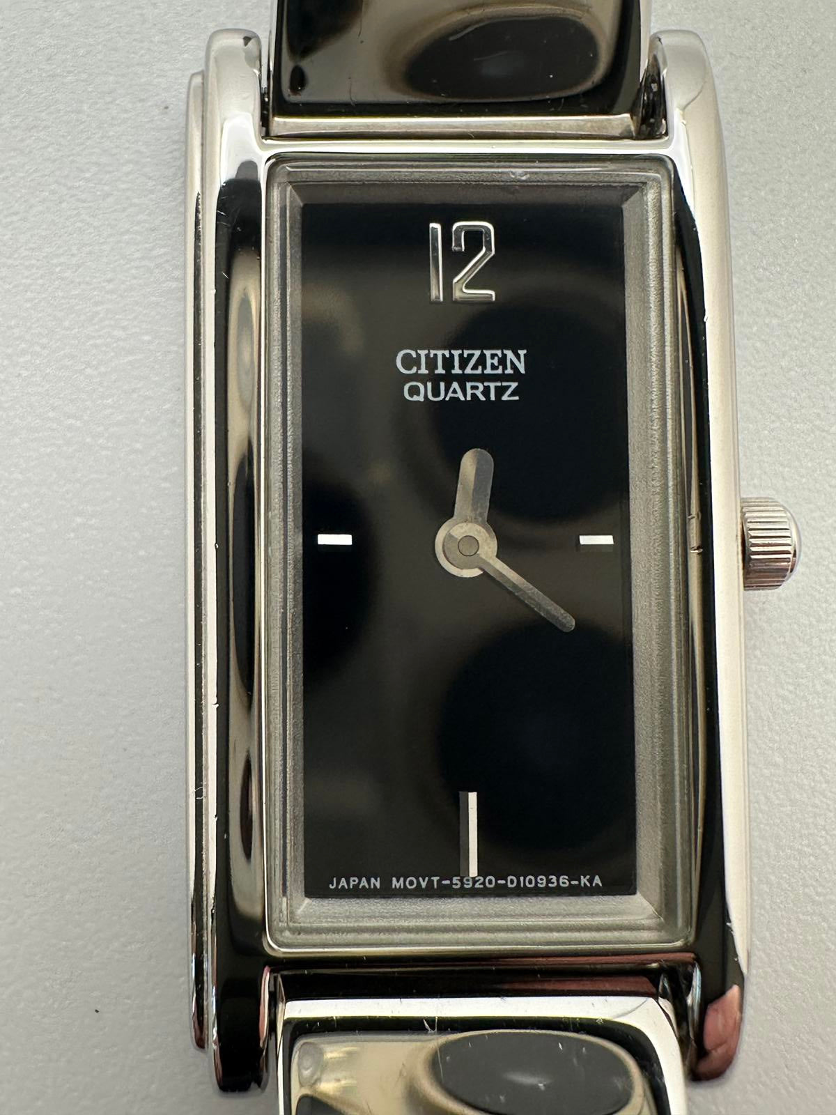 Citizen Women’s Rectangular Quartz Watch 17mm Silver Tone Vintage Minimal